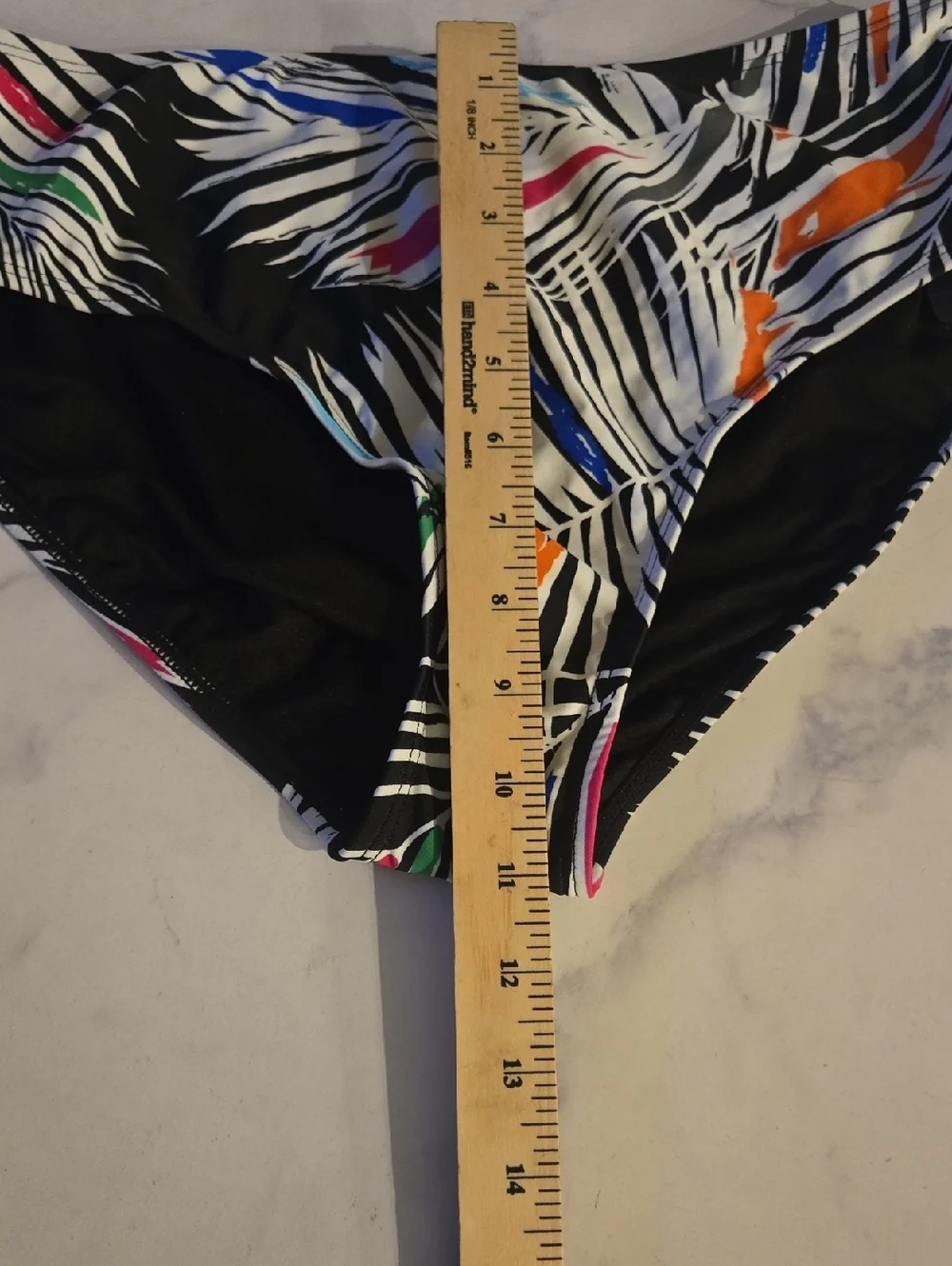 RACHEL Rachel Roy Black High Waist Swim Bikini Bottoms Tropical Beachy Sz L NWT